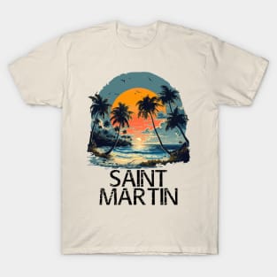 Saint Martin Sunset (with Black Lettering) T-Shirt